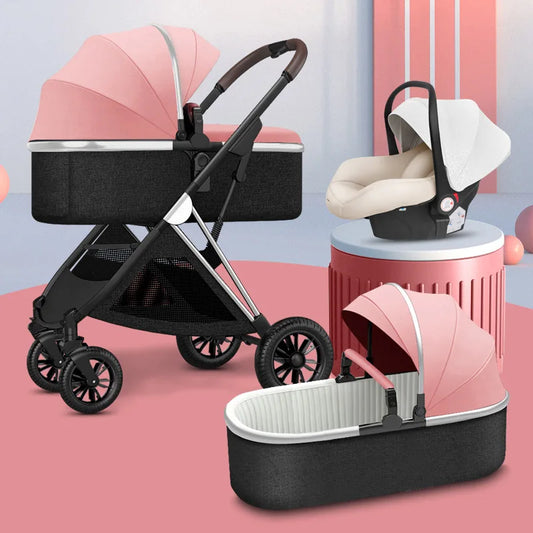BETSOCCI Baby Stroller Four Wheel Trolley 2 in 1/ 3 in 1 High Landscape Folding Portable Trolley Two Way