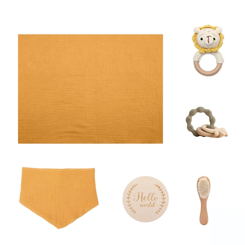 Baby Bath & Teether Gift Set – Silicone Toys, Rattle & Milestone Cards