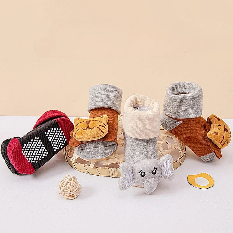 Non-Slip Cartoon Socks with Sound for Babies