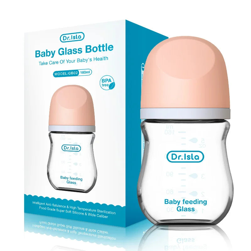 Dr.isla Newborn Feeding Glass Bottles 90ML/160ML Baby Bottle Glass Bottles Anti-flatulence Milk Feeding Bottles Infant BPA free
