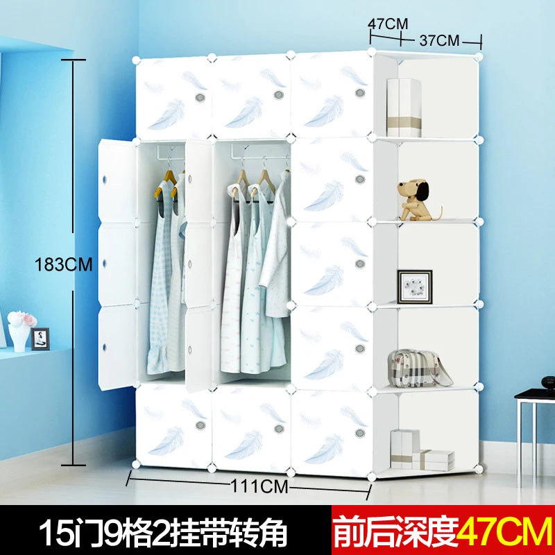 Minimalist Modern Closet Plastic Cube Fabric Storage Baby Open Clothes Wardrobe Nordic Bedroom Guarda Roupa Furniture For Room