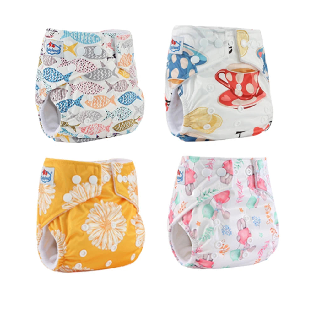 Babyland Reusable Cloth Diapers – 4-Pack Waterproof & Eco-Friendly for Sensitive Skin