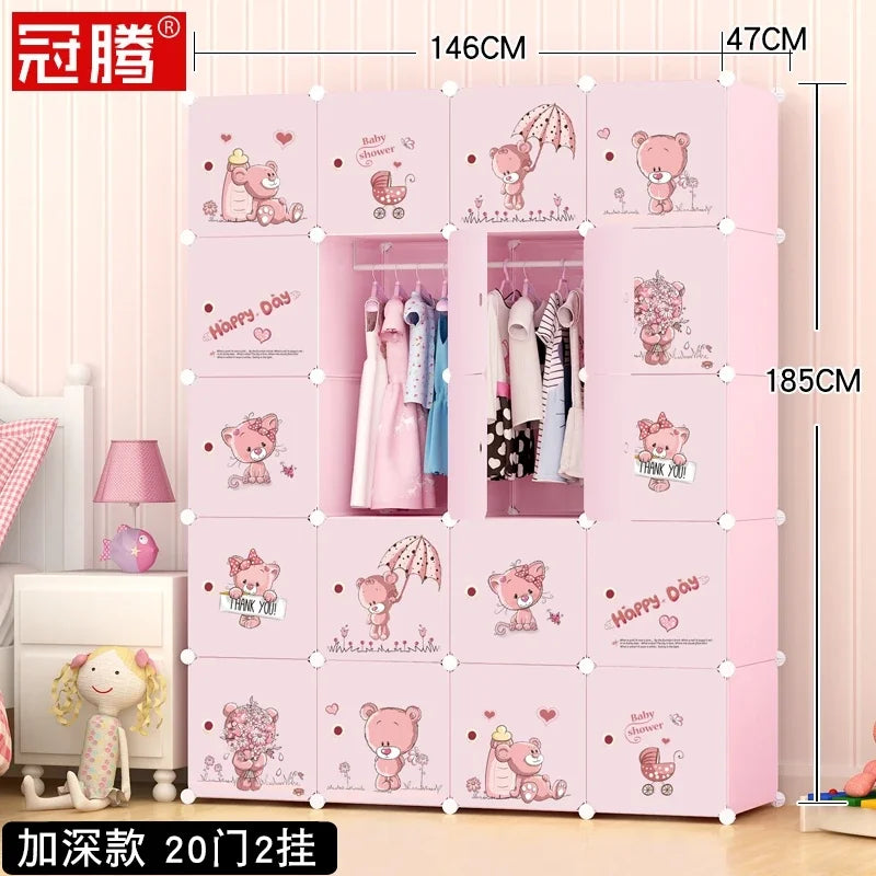 Low Profile Kids Storage Cabinet Cute Baby Clothes Organizer With Plastic Shelves For Nursery Toddler Room Furniture