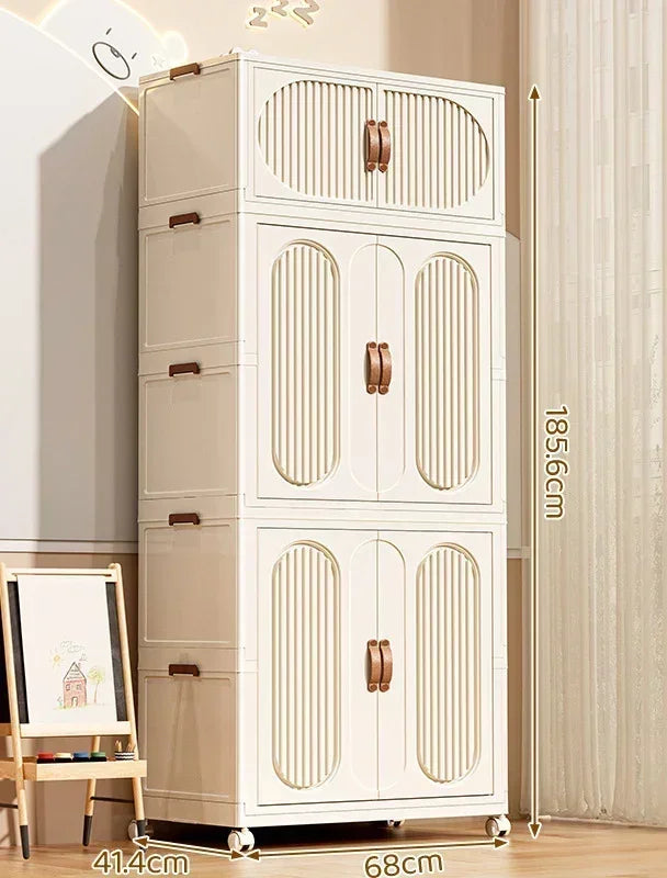 Children's Wardrobe Bedroom Closet Cabinet Baby Storage Box Toy Clothes Organizer Locker Folding Sorting Partition Wardrobe