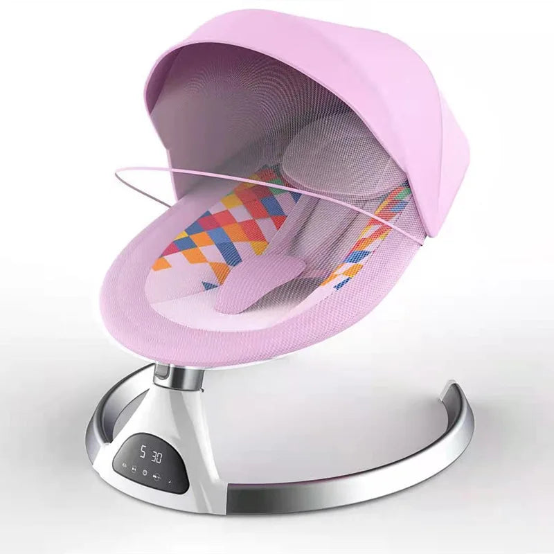 Children's Electric Rocking Chair Baby Smart Cradle Bed Touch 5-speed LCD Screen With Remote Control Bluetooth