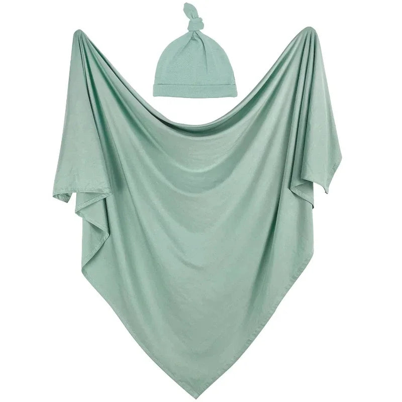 Ensemble couverture et bonnet d'emmaillotage pour nouveau-nés, adapté pour couvrir et envelopper les bébés, garçons et filles.