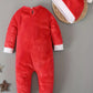 Baby's Christmas Party Santa Claus Outfits, Long Sleeve Romper Hat Set For Spring, Autumn And Winter Indoor And Outdoor Wear