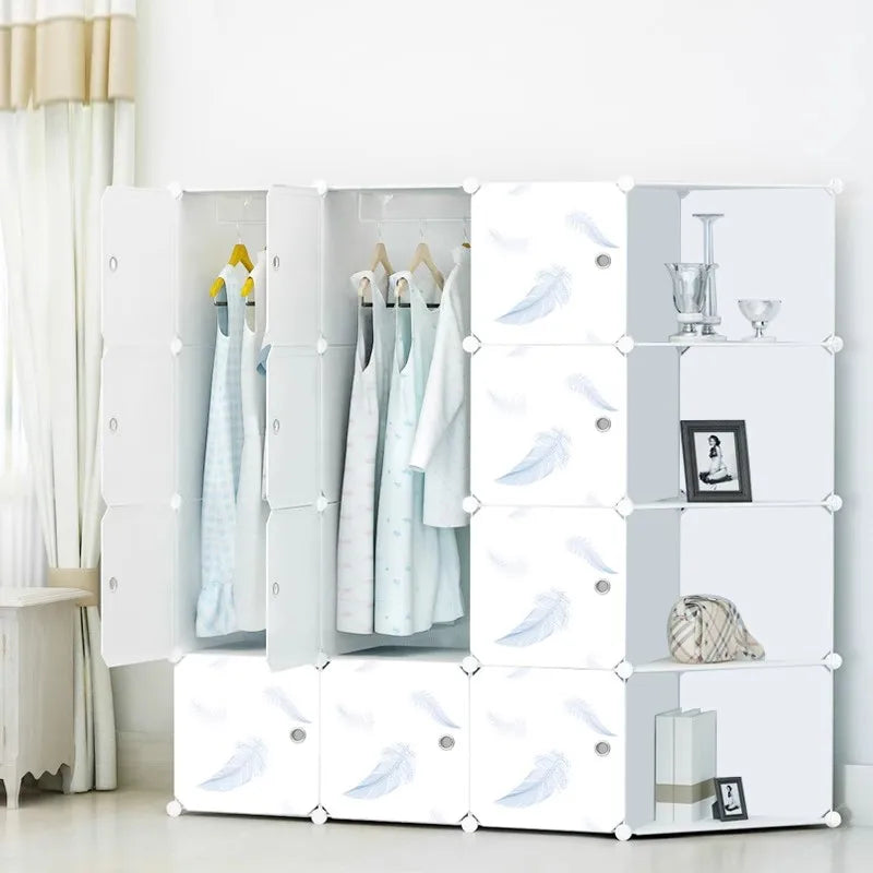 Minimalist Modern Closet Plastic Cube Fabric Storage Baby Open Clothes Wardrobe Nordic Bedroom Guarda Roupa Furniture For Room