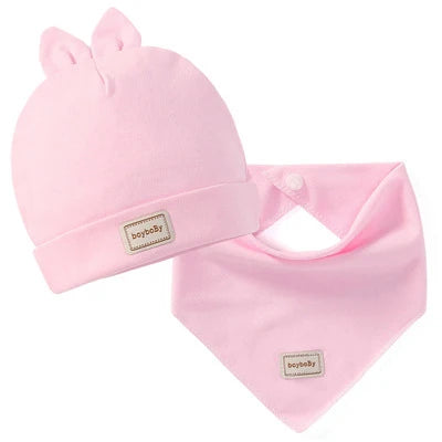 Ensemble bonnet et bavoir aux couleurs acidulées pour bébés garçons et filles