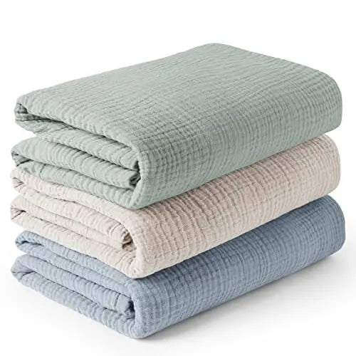 3pcs/set 6-Layer Muslin Swaddle Blanket for Baby Soft Cotton Gauze Receiving Blankets for Newborn Soft Wrap Set Toddler Boy Girl