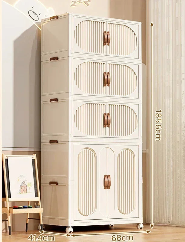Children's Wardrobe Bedroom Closet Cabinet Baby Storage Box Toy Clothes Organizer Locker Folding Sorting Partition Wardrobe