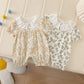 0 - 2 Y Newborn Outdoor Clothes Adorable Baby Girls' Cotton Short Sleeved Romper with Lace Doll Collar Cute and Soft Fabric