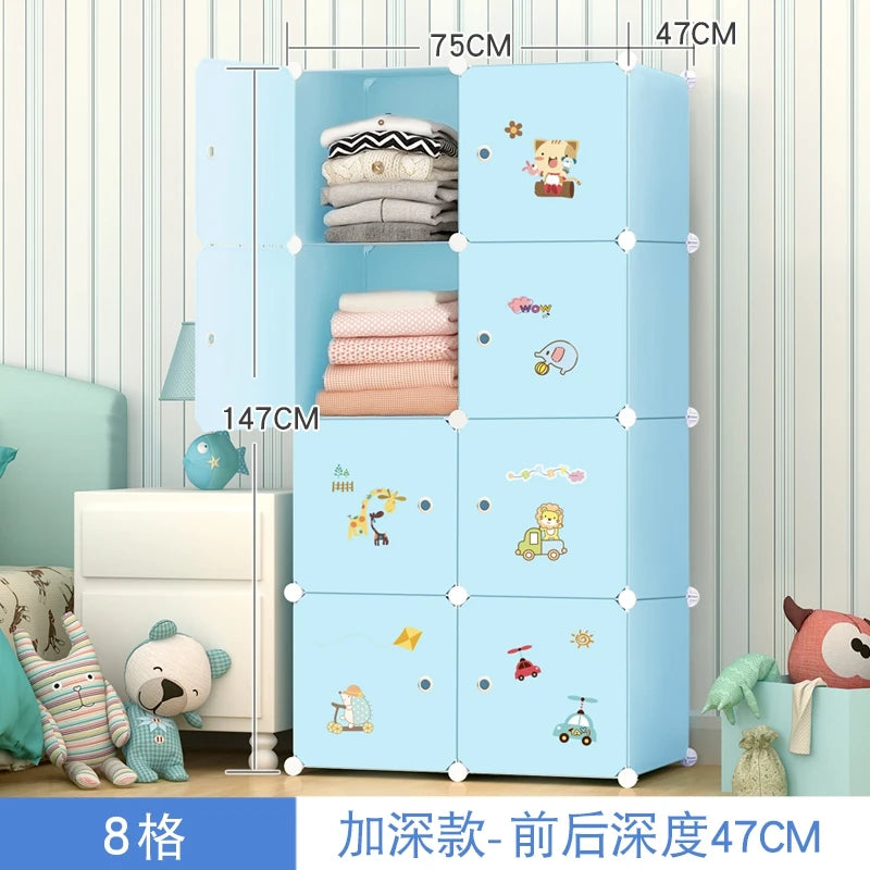 Kids Plastic Closet Storage Clothes Organizer Shelf Modern Minimalist Bedroom Baby Wardrobe Cheap Small Muebles Home Furniture