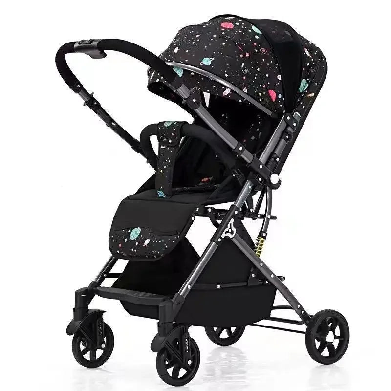 Ultra-light Four-wheel Baby Stroller Can Sit or Lie Down High-view Simple Baby Stroller Two-way Foldable Children's Stroller