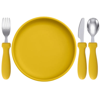 Infant Feeding Set – Silicone Plate, Spoon & Fork