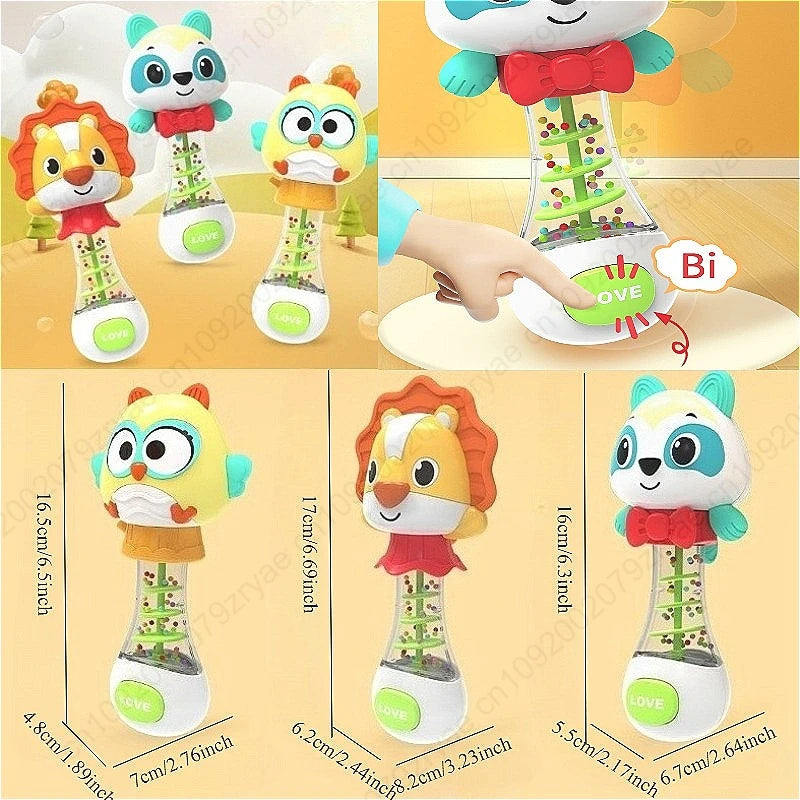 Cute Handheld Interactive Rattle Early Learning Toy for Infants, Enhances Grip & Motor Skills, Promotes Visual with Music Toy