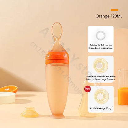 BBET Squeezing Feeding Bottle Silicone Newborn Baby Training Rice Spoon Infant Cerea Food Supplement Feeder Safe Tableware