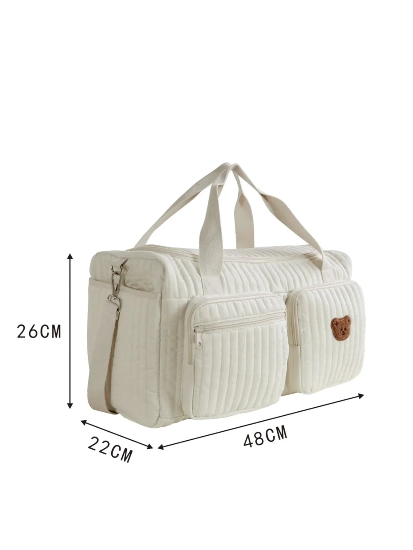 Cartoon Bear Diaper Bag – Quilted Tulip Maternity Tote with Shoulder Strap