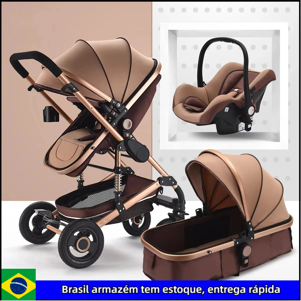 3 in 1 baby stroller Luxury High Landscape baby pram portable baby pushchair multifunctional Newborn Carriage double faced