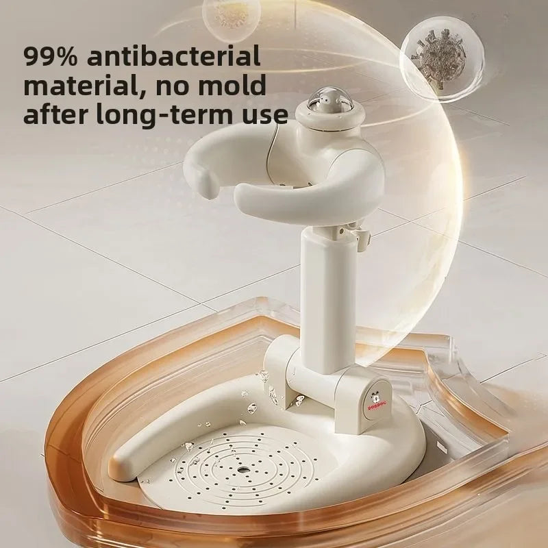 Baby Standing Bath Shower Station Infant Toddler Foldable Multi-Function Adjustable Hair Bottom Washing Portable Lightweight