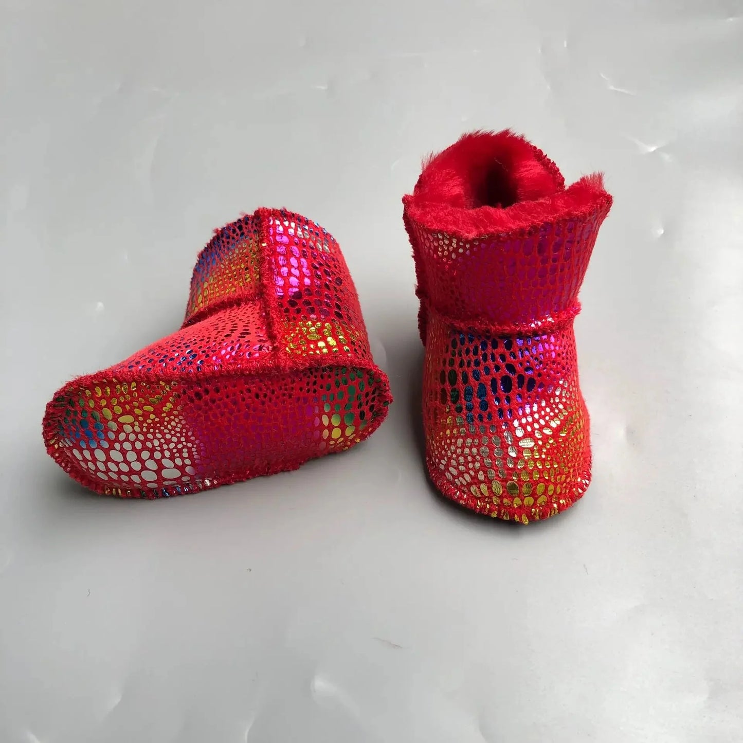 Baby Shoes Soft Bottom Anti-Slip Walking Shoes Leatherette Faux Fur Integrated Design Breathable Comfortable Children Footwear