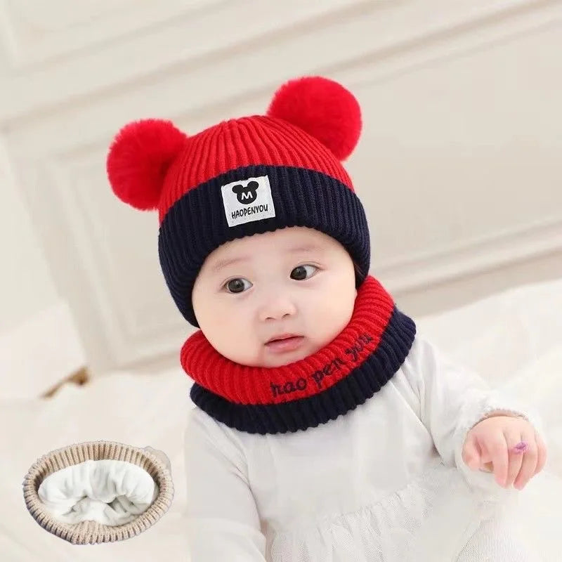 Baby Bear Knit Hat & Scarf Set – Warm Winter Beanie for Boys & Girls