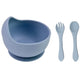 Ensemble repas pour tout-petit – Bol, cuillère et fourchette en silicone antidérapant