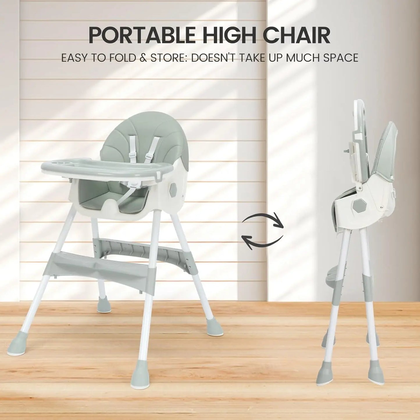 3 In 1 Baby High Chair Portable High Chairs for Babies and Toddlers 3 Adjustable Height Baby Feeding Chair with Removable Tray