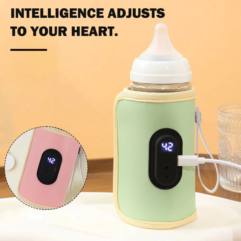 Baby Nursing Bottle Heater USB Charging Heating Sleeve Milk Warmer 20 Temperature Adjustable Insulated Breastmilk Heating Bag