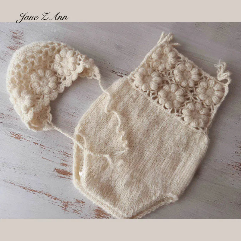 New-born Crochet Hat & Onesie Set – Handmade Photo Shoot Outfit