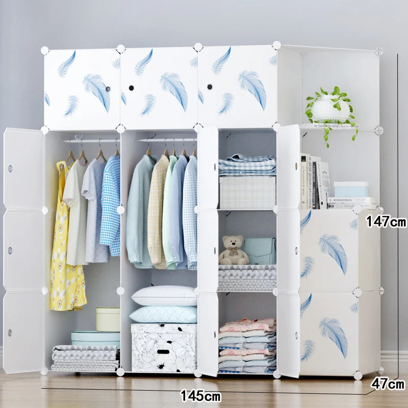 Minimalist Modern Closet Plastic Cube Fabric Storage Baby Open Clothes Wardrobe Nordic Bedroom Guarda Roupa Furniture For Room