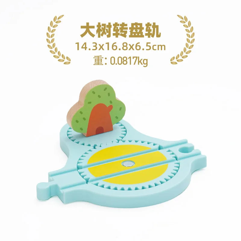 Wooden Train Track Racing Railway Street Sign Toys Bridge Tunnel Track Accessories Wood Tracks Creative Toys For Children Gift