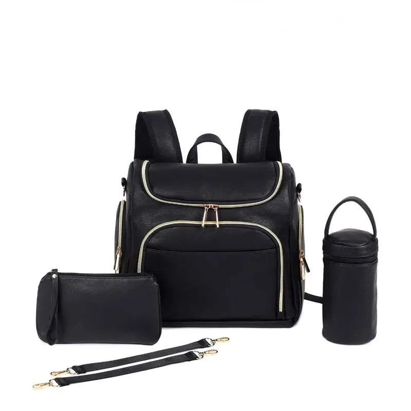 7-in-1 PU Leather Diaper Bag Set