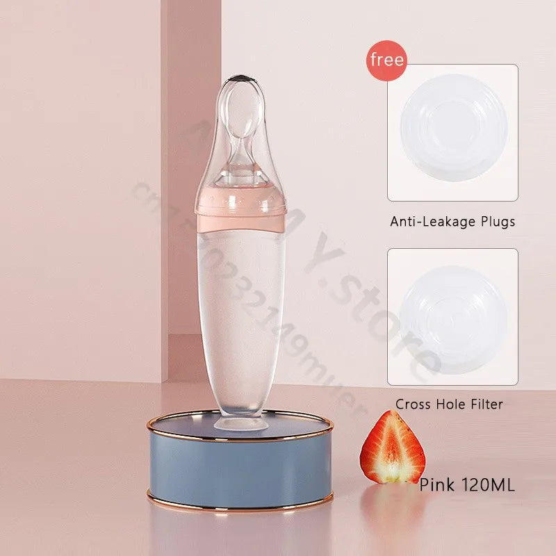 BBET Squeezing Feeding Bottle Silicone Newborn Baby Training Rice Spoon Infant Cerea Food Supplement Feeder Safe Tableware