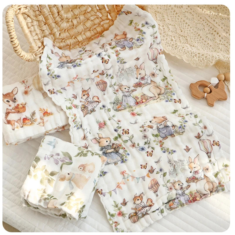 3pc/5pc Baby Towel Set Cotton 6 Layer Guaze Newborn Burp Cloths Baby Drool Face Towel Super Soft Muslin Squares Baby Care