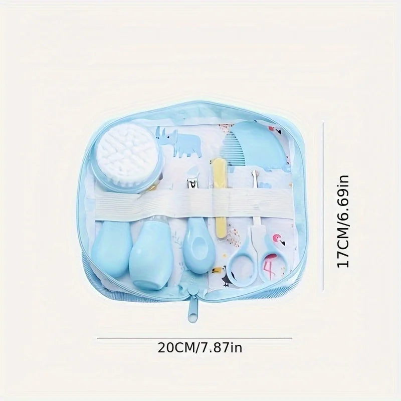 6pcs/set Health Care Kit with Bag- Portable Travel Set: Bath Brush Comb, Nail Clipper, File, Scissors, Nasal Aspirator