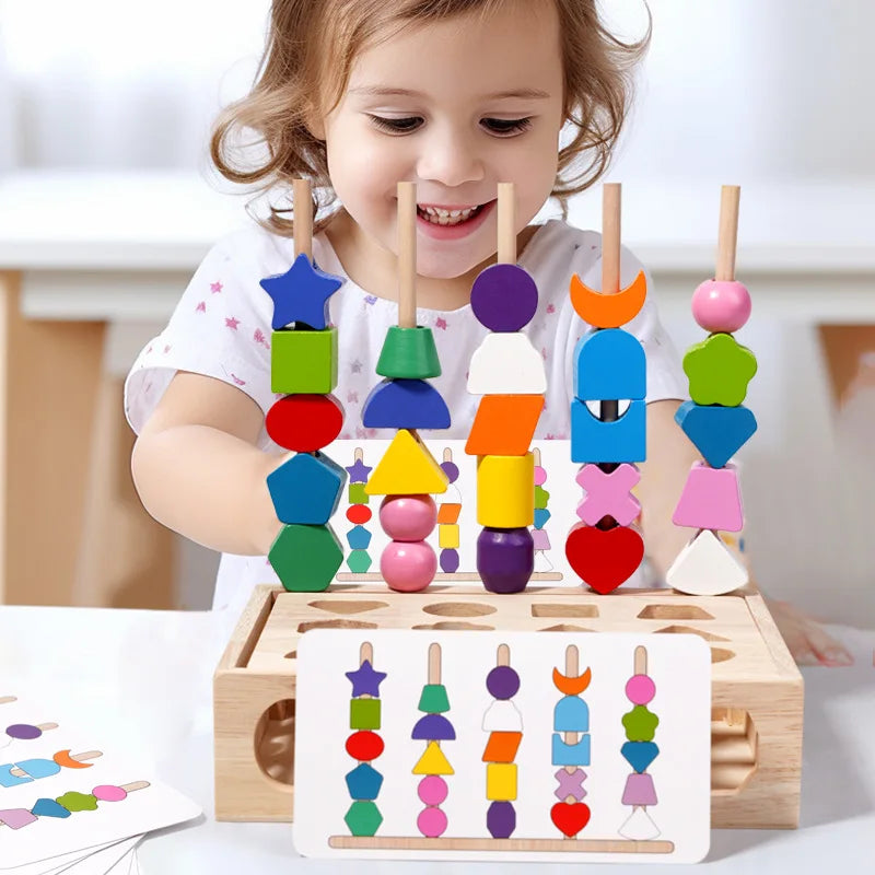 Boîte à puzzle en bois Montessori – Jeu d'association de couleurs et de formes pour enfants