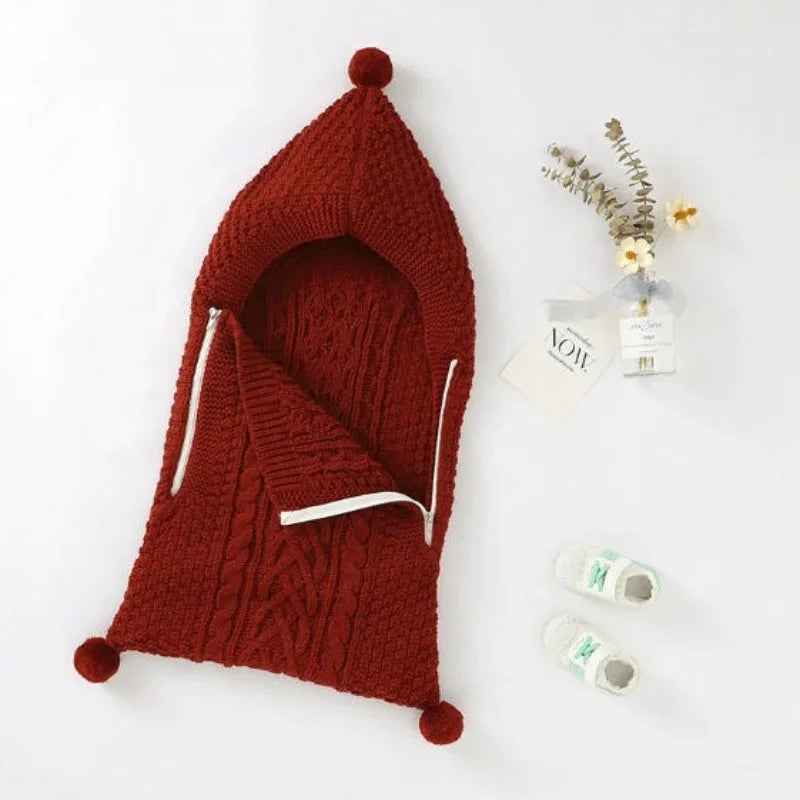 Nouvelles couvertures d'emmaillotage tricotées unies pour bébés de 0 à 1 an, chaudes et douillettes pour l'hiver.