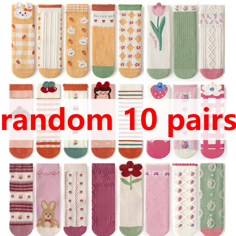 Chaussettes en coton à motifs de dessins animés pour filles