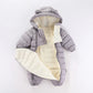 OLEKID 2025 Autumn Winter Baby Rompers Hooded Plus Velvet Warm Baby Girl Jumpsuit Toddler Boys Overalls Infant Newborn Sleepwear