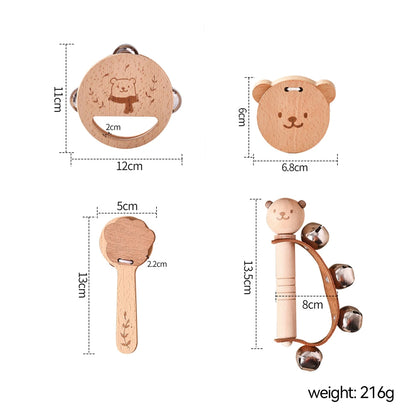 Baby 1-3 Year Musical Instruments Toys Wooden Montessori Musical Game Interactive Toy Cartoon Bear Toddler Educational Toy Gifts