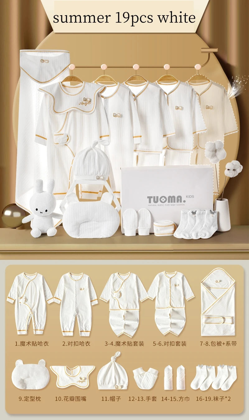 16/18/19/21/22pcs Newborn Clothes Set Angel Wing Baby Clothing Suit Pure Cotton 0-1Y Kids Unisex Infants Underwear Set No Box