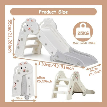 Foldable Indoor Toddler Slide – Cute Lion Kids Play Slide for Boys & Girls
