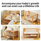 Adjustable Beechwood Baby Crib Convertible Bedside Sleeper with Guardrail Wheels Baby Bassinet Nest Bed Child Sleep with Wheels