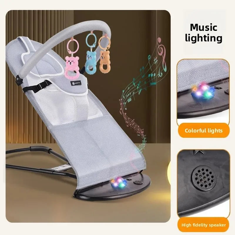 Baby Rocker Swing Chair Soothing Calming Tool Infant Feeding Change Recliner Foldable Adjustable Portable Comfortable Easy Care
