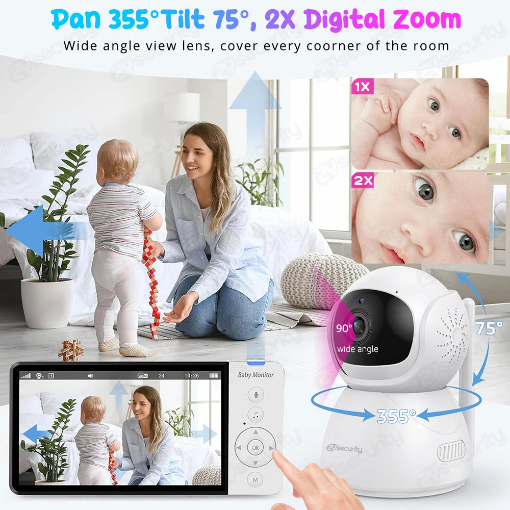 Babyphone avec audio bidirectionnel et caméra nounou PTZ