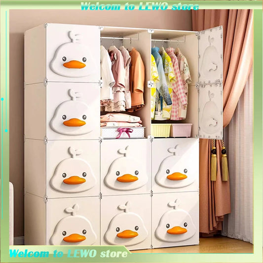 2025 Kids Wardrobe: Stainless Steel Storage Cabinet, Double Door Design Eco-Friendly & Child-Safe Easy Assembly Home Nursery