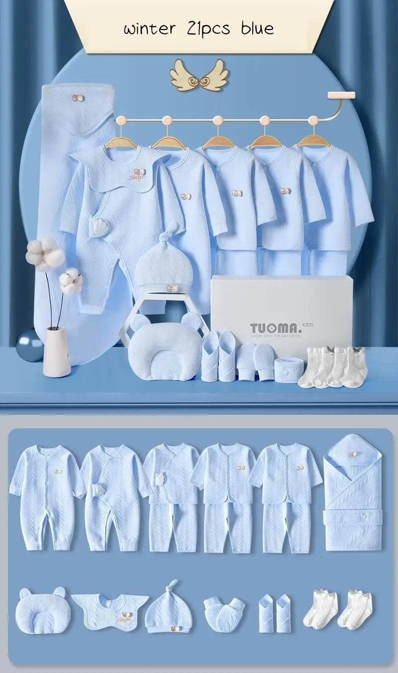 16/18/19/21/22pcs Newborn Clothes Set Angel Wing Baby Clothing Suit Pure Cotton 0-1Y Kids Unisex Infants Underwear Set No Box