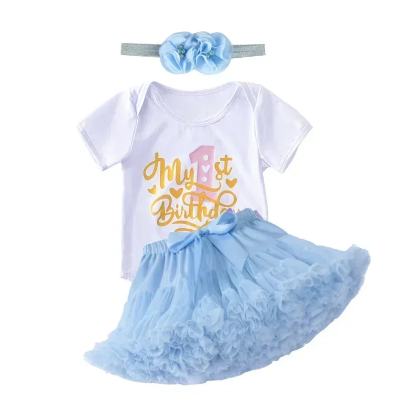 Baby Girl Birthday Set – Tutu Skirt & Headband for 1Y+