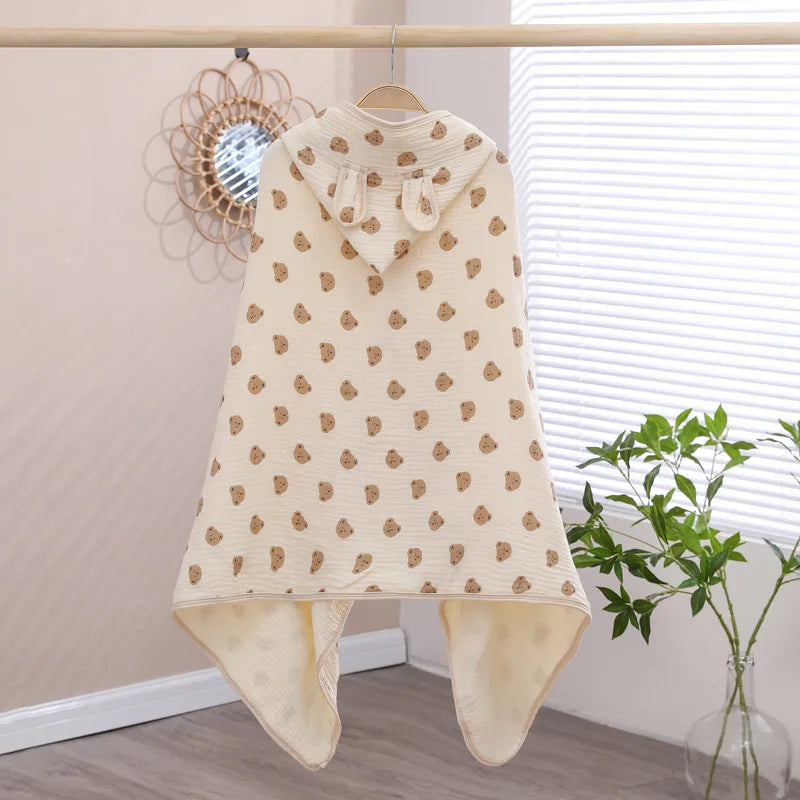 Children Hooded Bath Towel Cute Kids Beach Towel Cloak Cartoon Animal Style Newborn Bathrobe Quilt Washcloth Bathrobes